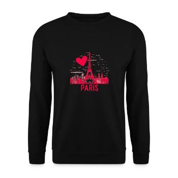 J'aime Paris minimaliste - Sweat-shirt Unisexe - noir - Devant - Alina (178cm) & Michal (187cm)