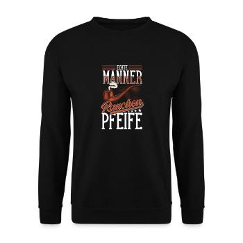 Pipe, Fumeurs, Vrais Hommes, Fumeurs De Pipe - Sweat-shirt Unisexe - noir - Devant - Alina (178cm) & Michal (187cm)