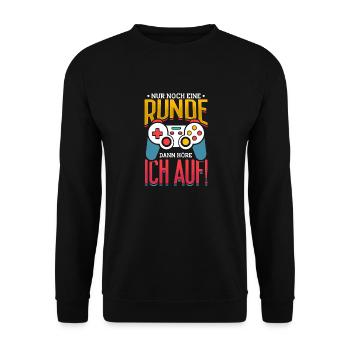 Just One More Round, Gaming, Gaming & Gamer - Unisex Sweatshirt - black - Front - Alina (178cm) & Michal (187cm)