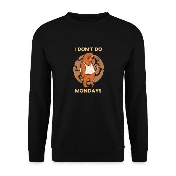 Funny Sloth Drinking Coffee I Don't Do Mondays - Unisex Sweatshirt - black - Front - Alina (178cm) & Michal (187cm)