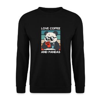 Drôle Panda Ours buvant des amateurs de café Vintage - Sweat-shirt Unisexe - noir - Devant - Alina (178cm) & Michal (187cm)