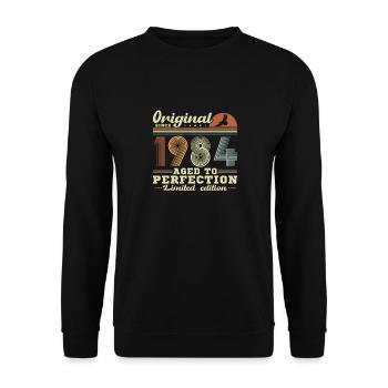 Vinatge 1984 Cadeau d’anniversaire - Sweat-shirt Unisexe - noir - Devant - Alina (178cm) & Michal (187cm)