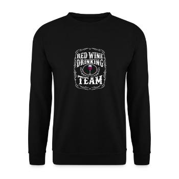 Rotwein trinken Team T-Shirt Alkoholisches Getränk - Unisex Pullover - Schwarz - Vorne - Alina (178cm) & Michal (187cm)