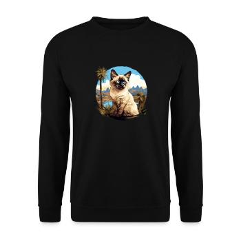 Chat balinais Balinesenkatze - Sweat-shirt Unisexe - noir - Devant - Alina (178cm) & Michal (187cm)