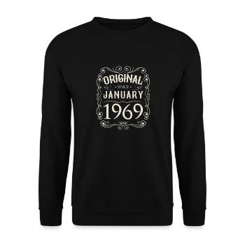 Vintage - Original since Januar 1969 Geburtstag - Unisex Pullover - Schwarz - Vorne - Alina (178cm) & Michal (187cm)