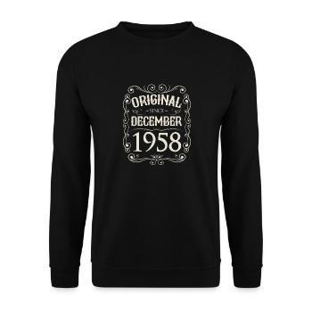 Vintage - Original since Dezember 1958 Geburtstag - Unisex Pullover - Schwarz - Vorne - Alina (178cm) & Michal (187cm)