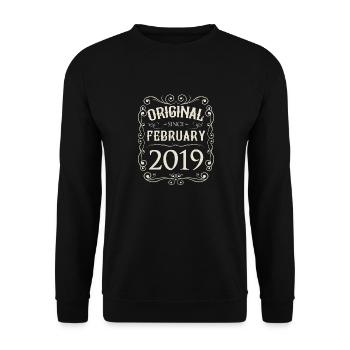 Vintage - Original since February 2019 Birthday - Unisex Sweatshirt - black - Front - Alina (178cm) & Michal (187cm)