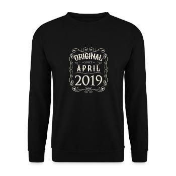 Vintage - Original since April 2019 Birthday - Unisex Sweatshirt - black - Front - Alina (178cm) & Michal (187cm)