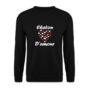 Chaton - Sweat-shirt Unisexe - noir - Devant - Alina (178cm) & Michal (187cm)