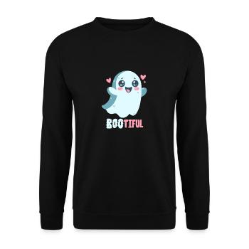 Jeu de mots fantôme - Bootiful - Boo ! - Sweat-shirt Unisexe - noir - Devant - Alina (178cm) & Michal (187cm)