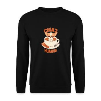 Chihuahua at Chai Latte - Unisex Sweatshirt - black - Front - Alina (178cm) & Michal (187cm)