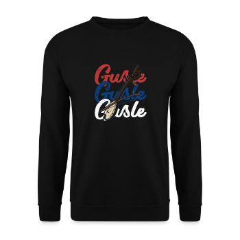 Serbien Balkan Gusle Musik Flagge - Unisex Pullover - Schwarz - Vorne - Alina (178cm) & Michal (187cm)