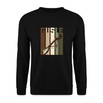 Gusle Retro Serbie Balkans Folklore Musique - Sweat-shirt Unisexe - noir - Devant - Alina (178cm) & Michal (187cm)