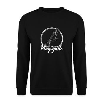 Cool grandpas play gusle Retro Serbien Balkan - Unisex Pullover - Schwarz - Vorne - Alina (178cm) & Michal (187cm)