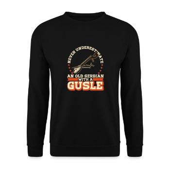 Ne sous-estimez jamais un vieux serbe avec un enthousiasme - Sweat-shirt Unisexe - noir - Devant - Alina (178cm) & Michal (187cm)