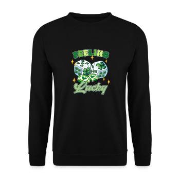 Glücksgefühl am St. Patricks Day - Unisex Pullover - Schwarz - Vorne - Alina (178cm) & Michal (187cm)