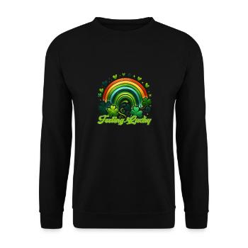 Regenbogen Glücksgefühl St. Patricks Day - Unisex Pullover - Schwarz - Vorne - Alina (178cm) & Michal (187cm)