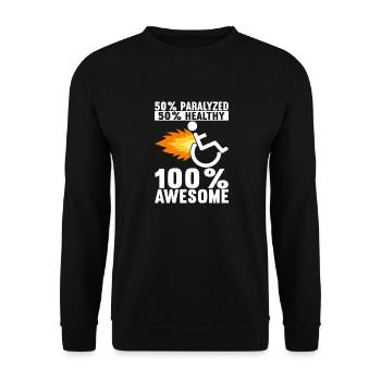Rollstuhlfahrer Rollstuhl - Unisex Pullover - Schwarz - Vorne - Alina (178cm) & Michal (187cm)