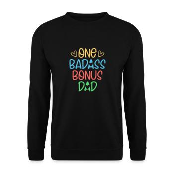 One Badass Bonus Dad Stepfather Adoption - Unisex Pullover - Schwarz - Vorne - Alina (178cm) & Michal (187cm)