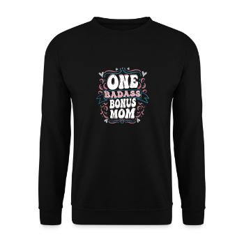 One Badass Bonus Mom Stepmother Adoption - Unisex Pullover - Schwarz - Vorne - Alina (178cm) & Michal (187cm)