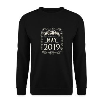 Vintage - Original since May 2019 Birthday - Unisex Sweatshirt - black - Front - Alina (178cm) & Michal (187cm)
