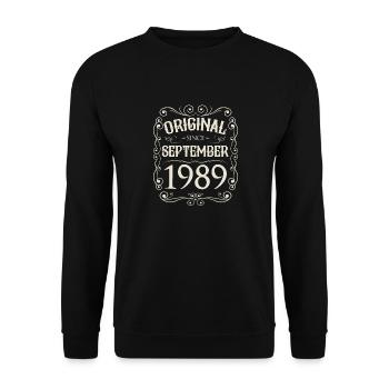 Vintage - Original since September 1989 Birthday - Unisex Sweatshirt - black - Front - Alina (178cm) & Michal (187cm)