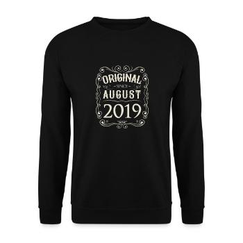 Vintage - Original since August 2019 Birthday - Unisex Sweatshirt - black - Front - Alina (178cm) & Michal (187cm)