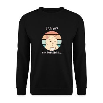 Bored Cat Drinking Coffee Sarcastic Work Job - Unisex Sweatshirt - black - Front - Alina (178cm) & Michal (187cm)