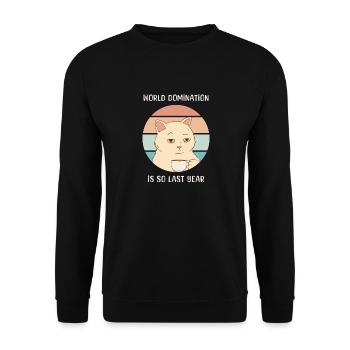 Funny Family Cat Drinking Coffee Bored Work Job - Unisex Sweatshirt - black - Front - Alina (178cm) & Michal (187cm)