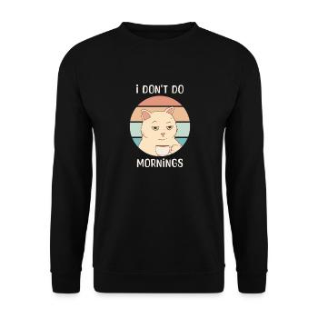 Funny Cat Drinking Coffee Bored Sarcastic Work - Unisex Sweatshirt - black - Front - Alina (178cm) & Michal (187cm)