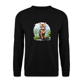 Chat du Bengale Bengalkatze - Sweat-shirt Unisexe - noir - Devant - Alina (178cm) & Michal (187cm)