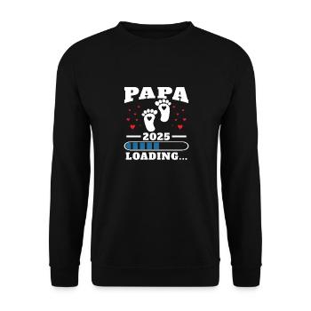 Papa 2025 Drôle Cadeau de Fête des Pères Femmes Enceintes - Sweat-shirt Unisexe - noir - Devant - Alina (178cm) & Michal (187cm)