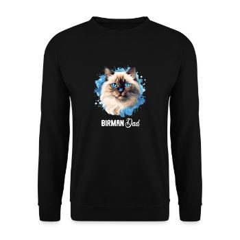 Birman Cat Birma Katze - Unisex Pullover - Schwarz - Vorne - Alina (178cm) & Michal (187cm)