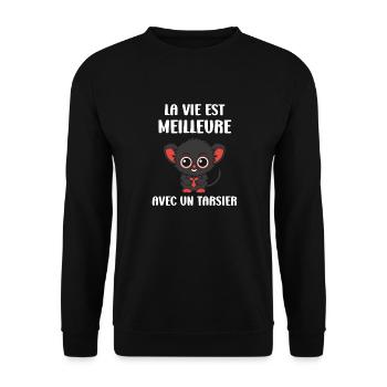 Humour tarsier - Sweat-shirt Unisexe - noir - Devant - Alina (178cm) & Michal (187cm)