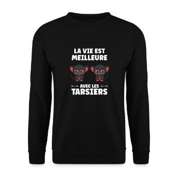 Humour tarsier - Sweat-shirt Unisexe - noir - Devant - Alina (178cm) & Michal (187cm)