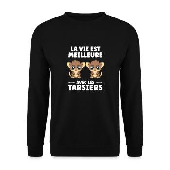 Humour tarsier - Sweat-shirt Unisexe - noir - Devant - Alina (178cm) & Michal (187cm)
