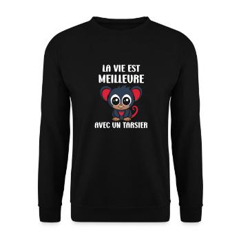 Humour tarsier - Sweat-shirt Unisexe - noir - Devant - Alina (178cm) & Michal (187cm)