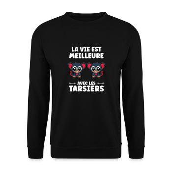 Humour tarsier - Sweat-shirt Unisexe - noir - Devant - Alina (178cm) & Michal (187cm)