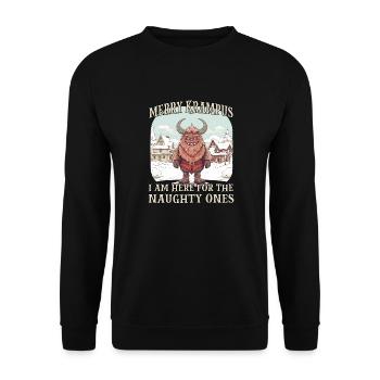 Krampus mask Krampus costume evil Santa Claus - Unisex Sweatshirt - black - Front - Alina (178cm) & Michal (187cm)