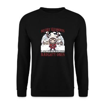 Krampus T | Krampus costume | Bad Santa Claus - Unisex Sweatshirt - black - Front - Alina (178cm) & Michal (187cm)