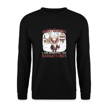 Krampus T | Krampus costume | Bad Santa Claus - Unisex Sweatshirt - black - Front - Alina (178cm) & Michal (187cm)