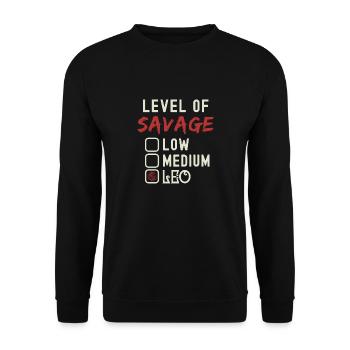 Level Of Savage Leo Funny Star Sign Astrology - Unisex Sweatshirt - black - Front - Alina (178cm) & Michal (187cm)