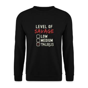 Level Of Savage Taurus Funny Star Sign Astrology - Unisex Sweatshirt - black - Front - Alina (178cm) & Michal (187cm)