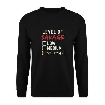 Level Of Savage Sagittarius Funny Star Sign - Unisex Sweatshirt - black - Front - Alina (178cm) & Michal (187cm)