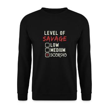 Level Of Savage Scorpio Funny Star Sign Astrology - Unisex Sweatshirt - black - Front - Alina (178cm) & Michal (187cm)