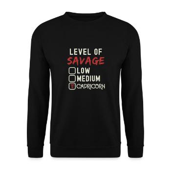 Niveau De Sauvage Capricorne Drôle Signe Astrologique - Sweat-shirt Unisexe - noir - Devant - Alina (178cm) & Michal (187cm)