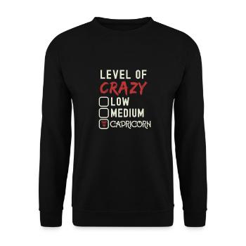 Niveau De Crazy Capricorne Drôle Signe Astrologique - Sweat-shirt Unisexe - noir - Devant - Alina (178cm) & Michal (187cm)