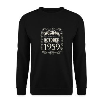 Vintage - Original since Oktober 1959 Geburtstag - Unisex Pullover - Schwarz - Vorne - Alina (178cm) & Michal (187cm)