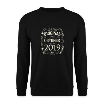 Vintage - Original since October 2019 Birthday - Unisex Sweatshirt - black - Front - Alina (178cm) & Michal (187cm)
