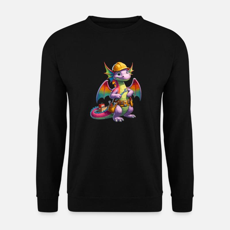Drache als Handwerker - Unisex Pullover - Schwarz